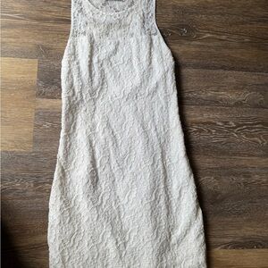 Abercrombie & Fitch Cream Textured Midi Dress